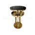 Elegant high cocktail table with a striking gold spiral metal base, crafted from premium stainless steel. Perfect for wedding receptions, cocktail hours, gala dinners and upscale event venues. Sturdy and decorative.
