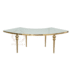EverGala elegant gold stainless steel curved VIP table with black glass top, designed to combine into large circular or serpentine banquet tables for luxury wedding receptions and gala events.