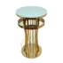 Wholesale round gold pedestal cake table with a sleek trumpet base