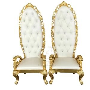 Luxury gold stainless steel wedding couple chair for banquet hall.