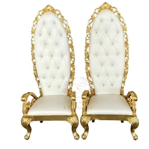 gold-wedding-couple-chair-stainless-steel-banquet (1) Luxury gold stainless steel wedding couple chair for banquet hall.