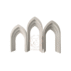 Dramatic gothic cathedral inspired multi-arch backdrop wall for themed wedding ceremony stage