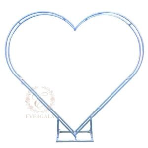 Elegant white heart shaped wedding arch backdrop stand for romantic ceremony floral decoration