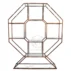 Striking hexagonal wine rack with a polished gold metal frame. Ideal for wedding receptions, corporate events and parties, offering a unique and modern display option.