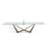 Italian minimalist design stainless steel rectangular tempered glass dining table, industrial style