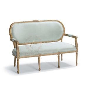 Luxury light blue gold frame single sofa for hotel lobby