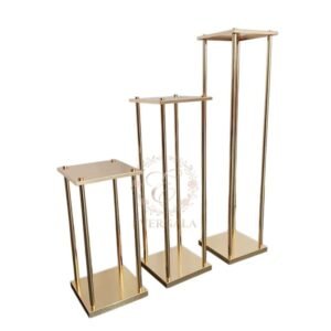 Tall luxury gold stainless steel pillar flower stand and pedestal for high-end wedding event decor
