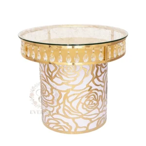 Wholesale round gold stainless steel cake table for weddings