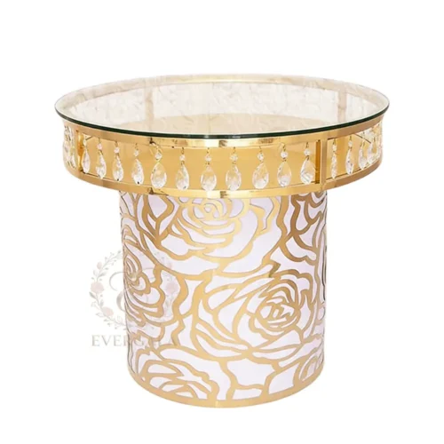Wholesale round gold stainless steel cake table for weddings