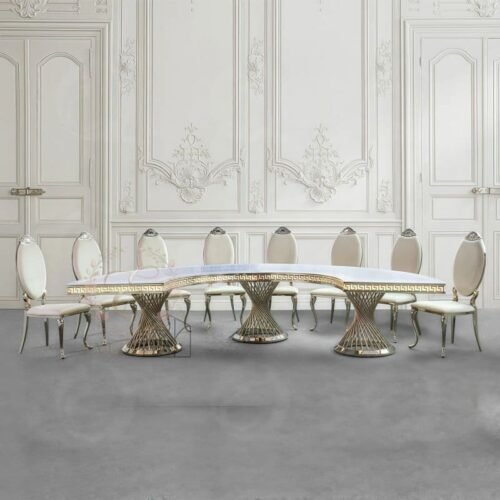 luxury-gold-stainless-steel-modular-serpentine-banquet-table-set luxury-gold-stainless-steel-modular-serpentine-banquet-table-set