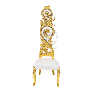 Luxury gold stainless steel high back wedding chair for bride and groom.