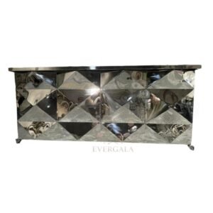 High-end mirror gold stainless steel wedding bar counter with geometric panel design