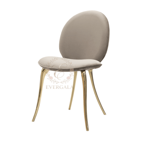 Luxury beige green oval back gold leg dining chair for wedding banquet
