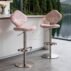 luxury pink velvet gold metal swivel bar stool for wedding cocktail events (1)