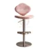 Elegant pink velvet bar stool with a polished gold metal base and adjustable swivel function. Perfect for cocktail bars, bridal showers, themed weddings and boutique hotel lounges.
