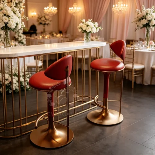 luxury red velvet bar stool gold metal base for gala dinner wedding events (1) luxury red velvet bar stool gold metal base for gala dinner wedding events (1)