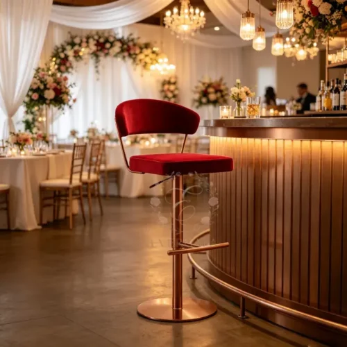 luxury red velvet gold metal bar stool for wedding cocktail bar events (4) luxury red velvet gold metal bar stool for wedding cocktail bar events (4)