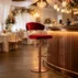 luxury red velvet gold metal bar stool for wedding cocktail bar events (4)