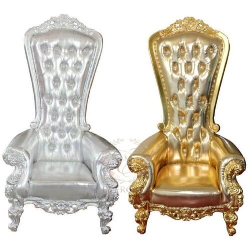 Wholesale luxury wedding throne chairs in gold and silver stainless steel.