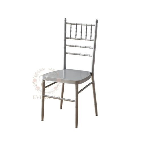 High-quality gold metal Chiavari chair with a classic bamboo-style frame, stackable and durable for wedding rental businesses