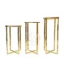 Minimalist rectangle gold metal floral stand and centerpiece riser for wedding ceremony aisle decor