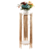 Modern column style gold metal flower stand with tiered shelving for wedding and banquet display