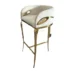 Contemporary bar stool with a soft cream white curved backrest and seat, supported by a sleek gold metal frame. The ergonomic design offers comfort and style for wedding receptions and events.