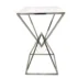 Contemporary cocktail table with a unique cross-brace metal frame and a clean white top. Lightweight yet durable, perfect for wedding parties, outdoor events, pop-up bars and casual receptions.