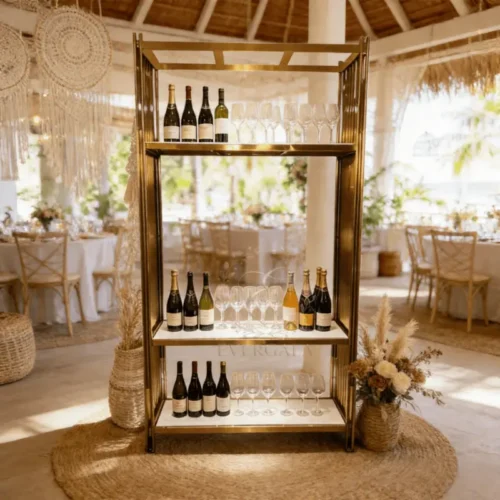 modern gold double-tier wine rack display stand for wedding banquet (3) modern gold double-tier wine rack display stand for wedding banquet (3)