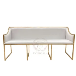 Modern gold stainless steel frame bar chair with armrests and premium white upholstery