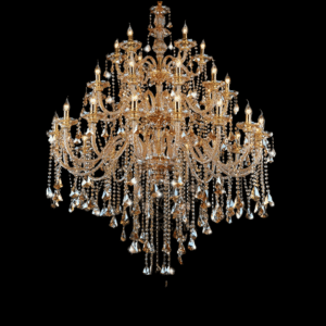 Modern gold plated K9 crystal chandelier with tiered design for luxury hotel lobby