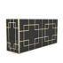 Premium geometric gold stainless steel bar counter with elegant linear design, perfect for wedding receptions, banquets and luxury events. Sturdy, portable and customizable for your special occasion