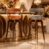 modern green fabric bar stool wooden legs gold accents for wedding banquet
