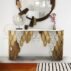 Modern minimalist stainless steel natural marble fish scale edge side table for hotel lobby and banquet events