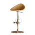 Sleek modern bar stool with smooth white leather upholstery and polished gold stainless steel frame. Sturdy, easy-to-clean design ideal for wedding bars, hotel lounges and upscale event venues.