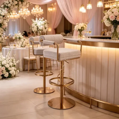 modern white upholstered gold metal swivel bar stool for wedding banquet events (3) modern white upholstered gold metal swivel bar stool for wedding banquet events (3)