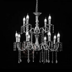 Professional multi-tiered clear crystal chandelier for high ceiling wedding venues and ballroom gala