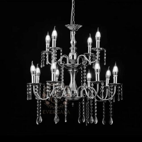 Professional multi-tiered clear crystal chandelier for high ceiling wedding venues and ballroom gala