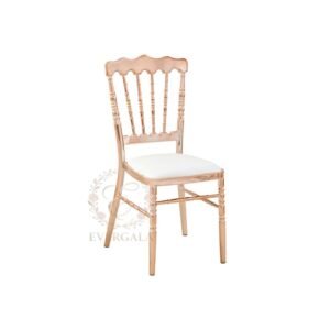 Elegant silver metal Napoleon chair featuring a classic curved backrest design, premium catering furniture for luxury hotel events
