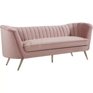 Modern pink green tufted sofa, gold legs upholstered loveseat for wedding venue hotel