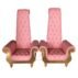 Pink velvet high back event chair with gold stainless steel legs.