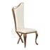 Sleek gold stainless steel banquet chair featuring a clean rectangular white upholstered high backrest, minimalist style for modern weddings