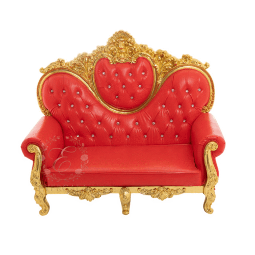 Luxury red gold carved king throne sofa for wedding ceremony