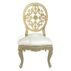 Resin Louis XVI chair featuring a medallion back and flower pattern details.