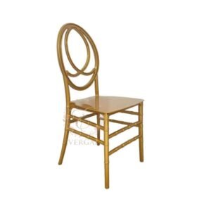 Luxury resin phoenix chair featuring a signature ornate oval back pattern