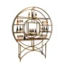 Eye-catching wine rack with a large circular cutout in the gold metal frame. Ideal for themed weddings, cocktail hours and creative event displays.