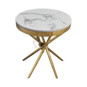 Wholesale circular wedding cake table featuring a luxury gold criss-cross metal base.