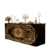 Sophisticated black and gold mirrored bar counter with baroque decorative elements.Ideal for luxury weddings, gala events, casino parties and vintage-themed receptions.