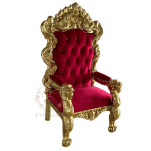 Royal king and queen throne chair for wedding event stage.