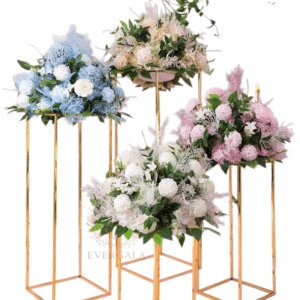 Modern Column Gold Metal Flower Stand with Tiered Shelving